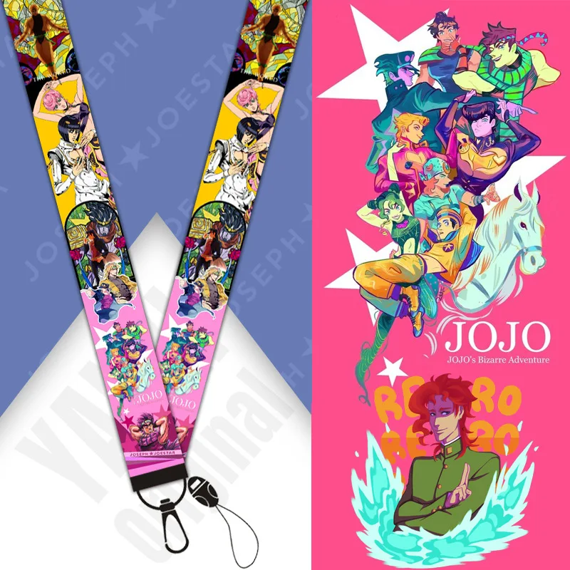 

Anime Collection Webbing Long Lanyard Detachable Keychain JOJO's Bizarre Adventure Mobile Phone Lanyard Wristband Keychain