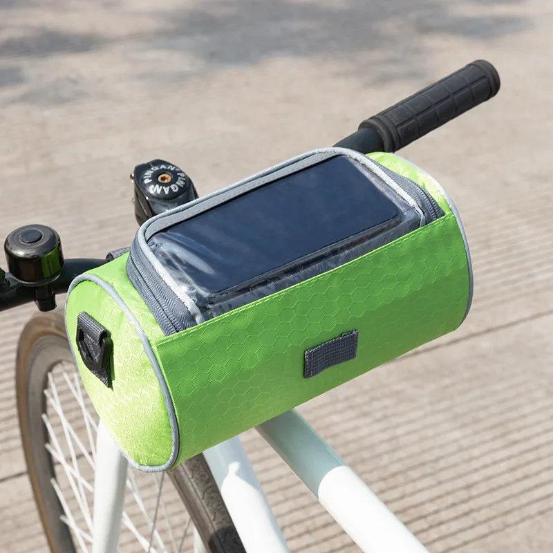 

Outdoor sports bike bag front beam bag head bag large capacity touch screen waterproof cylindrical bike bag handle bag