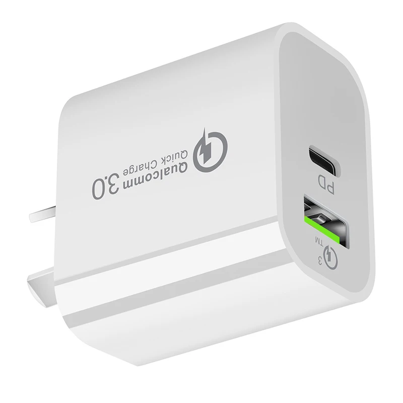 Штепсельная Вилка PD/QC3.0 20 Вт для быстрой зарядки вилка стандарта EU/US/UK/AU iPhone Type C