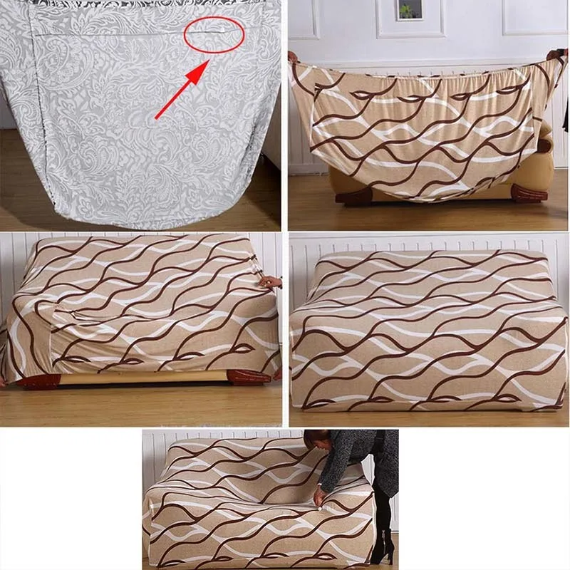 Растягивающийся диван многоцветный чехол эластичное покрытие нескользящий