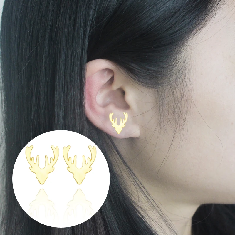 3 цвета модные изделия серьги гвоздики в виде оленя металлические серебряные для