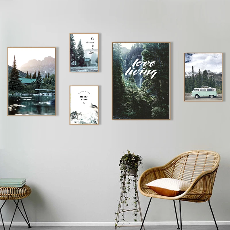 Скандинавский стиль путешествия лес пейзаж холст стены Искусство Плакат