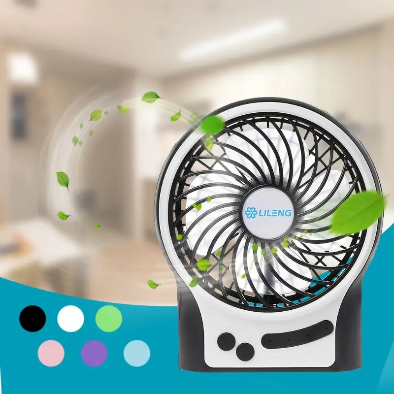 

LILENG Rechargeable Portable Fan, Battery Operated or USB Powered Fan, Handheld Fan with Internal and Side LED Light, for