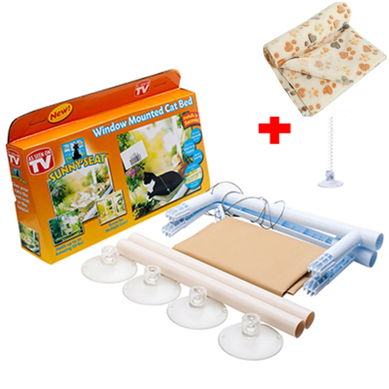 with box and blanket Удобный гамак для питомца кота, кровать для питомца, милые подвесные кровати для питомца, подшипник 20 кг, солнечное крепление на окно для сидения кошки - Цвет: with box and blanket