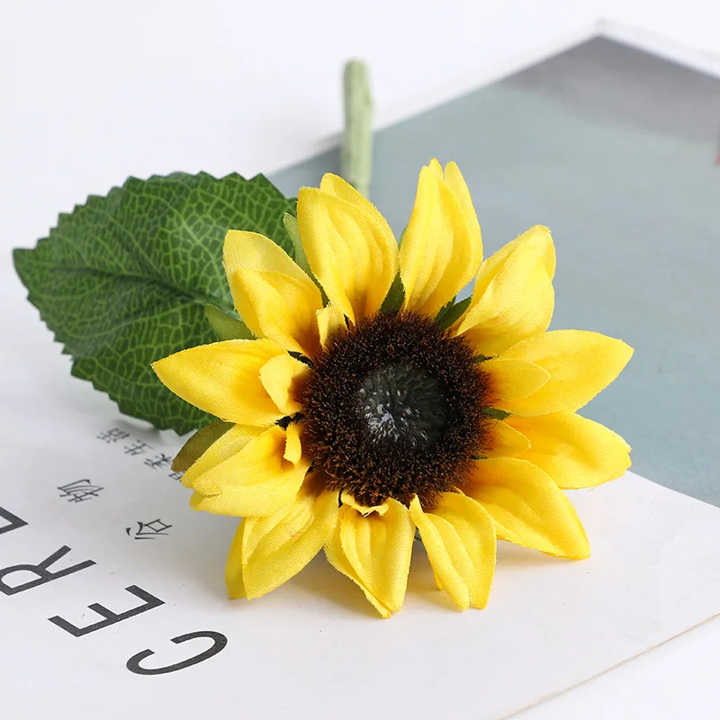 

10Pc Artificial Silk Sunflower for Home Decoration Hotel Flower Arrangement Wedding Bride Hand Holding Fake Flowers