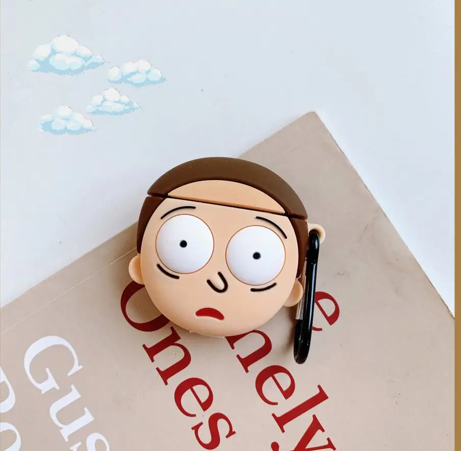 Милый силиконовый чехол для наушников с 3D рисунком Rick Modi для Apple New AirPods 1/2, беспроводная bluetooth-гарнитура - Цвет: modi
