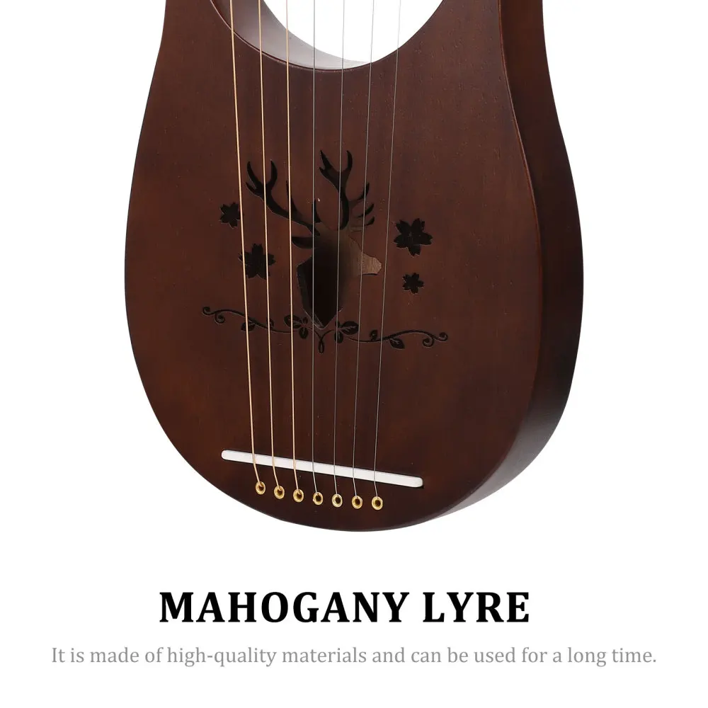 

1 Set Wooden Harp Retro Style Wood 7 Strings Lyre Harp String Instrument