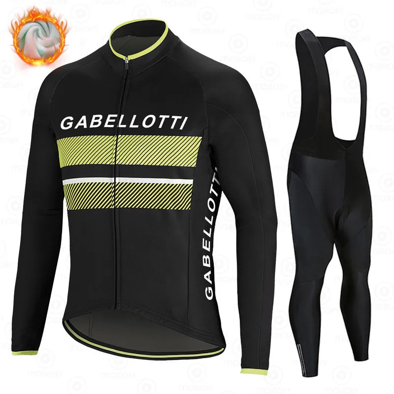 

2021 GABELLOTTI New Winter Warm Fleece Cycling Jersey Warm Men's Sportswear Suit Outdoor Cycling Mountain Bike Clothing Bib