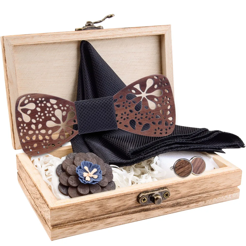 Рождественский набор из деревянного галстука-бабочки красного цвета в синюю