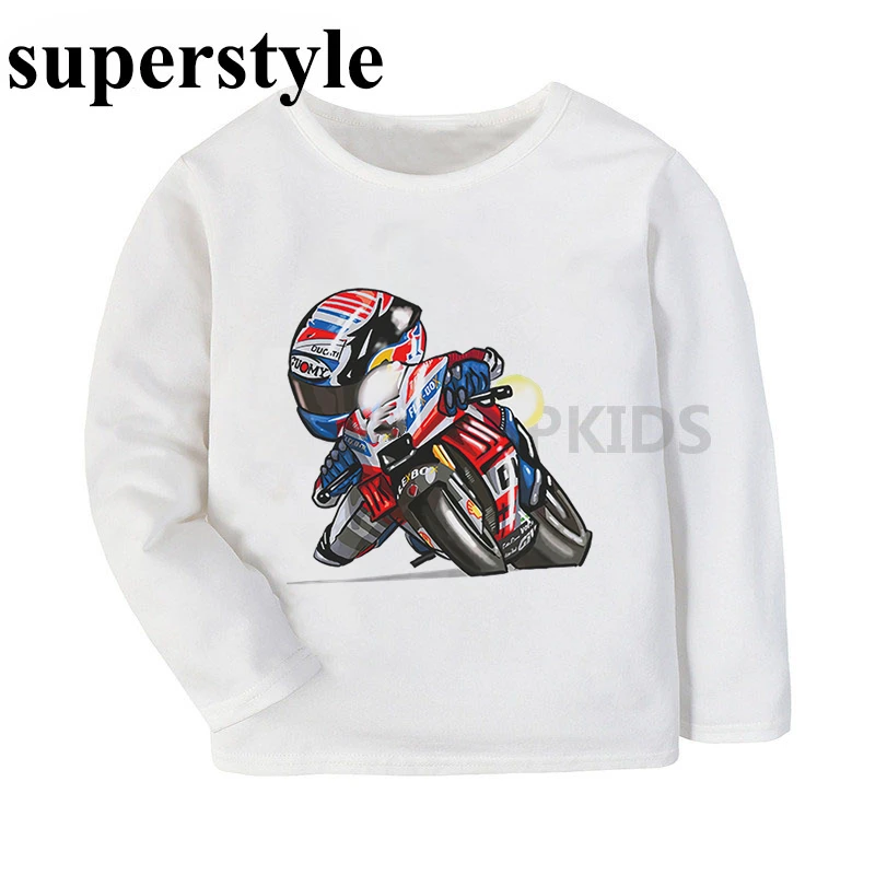 Детские футболки для мальчиков с длинным рукавом и принтом мотоцикла мотокросса