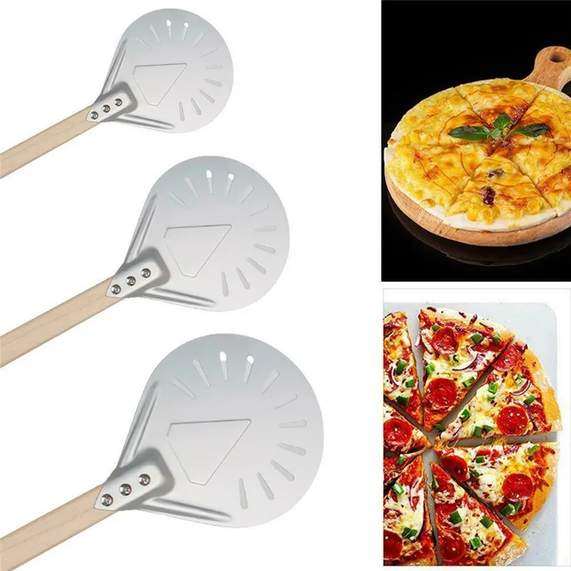 

7/8/9 inch Perforated Pizza Turning Peel Pizza Shovel Pizza Peel Paddle Pizza Tool Non Slip Wooden Handle for Homemade