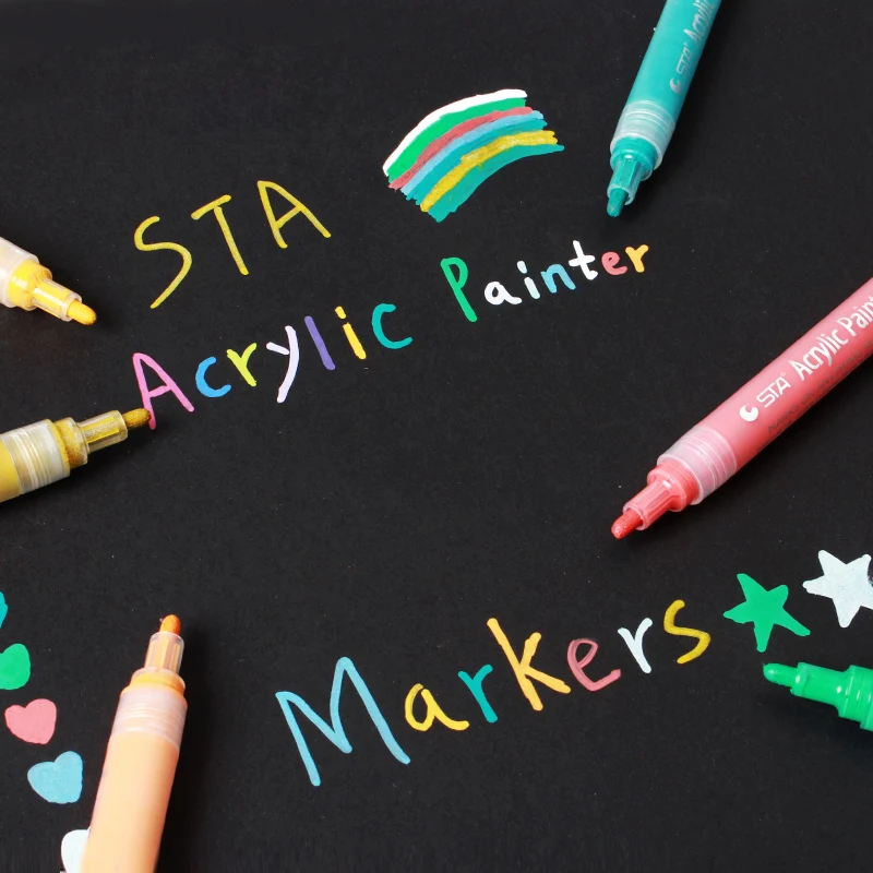 Яркие Красочные водонепроницаемые металлические маркеры манга акриловые