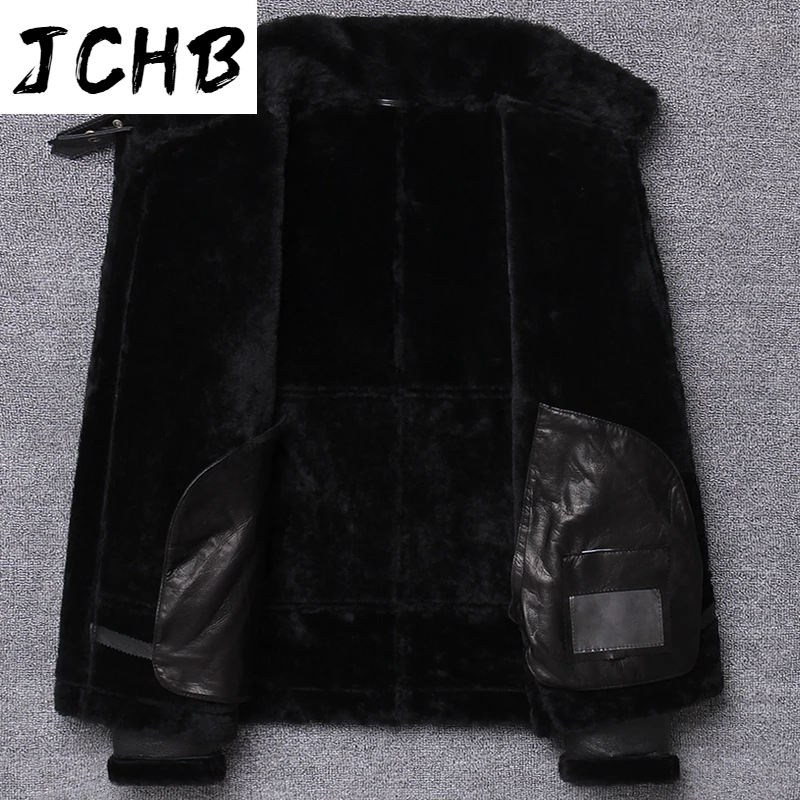

genuine shipping,Winter Free natural fur wear,Wool Shearling clothing,warm leather jacket,mens sheepskin coat.black clothes