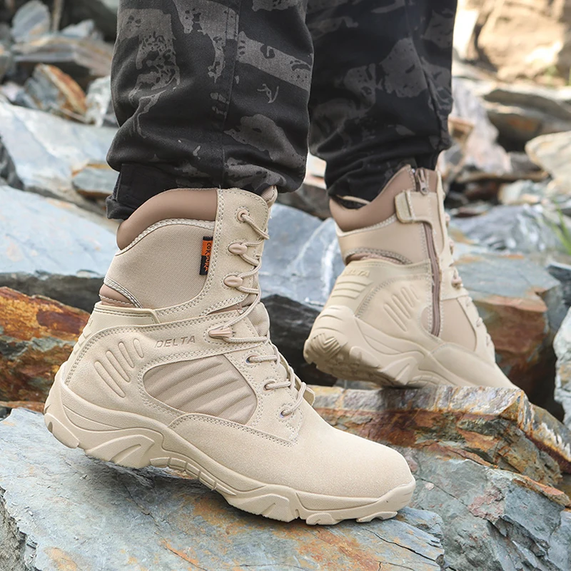 Ботинки мужские тактические военные рабочие ботинки кожаные до щиколотки для