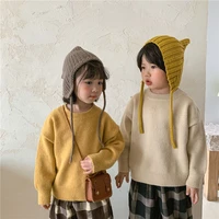 autumn winter boys solid color loose casual sweaters 1 6 years children warm comfortable sweater