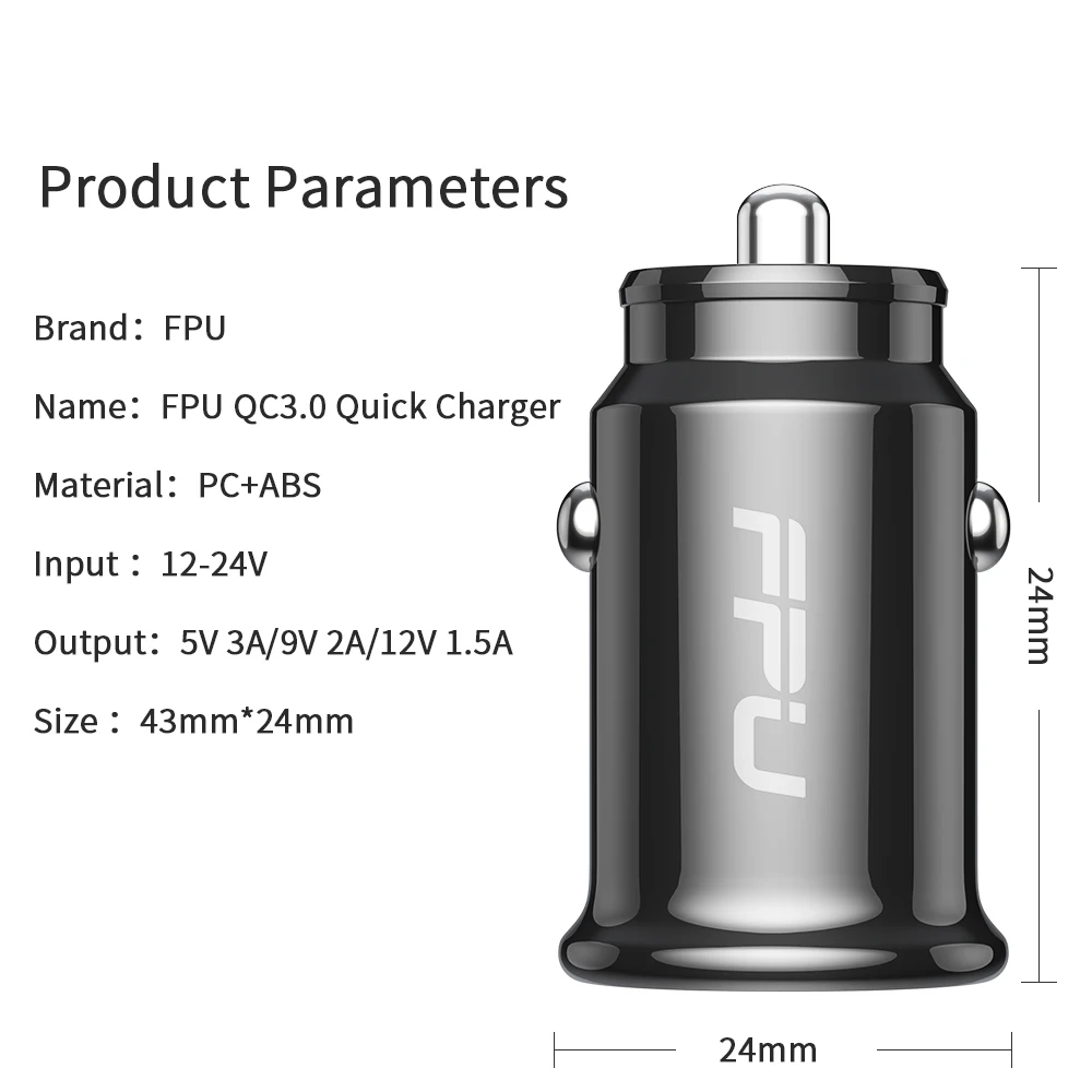 FPU Mini USB Автомобильное зарядное устройство Quick Charge 3 0 для мобильного планшета GPS QC3.0