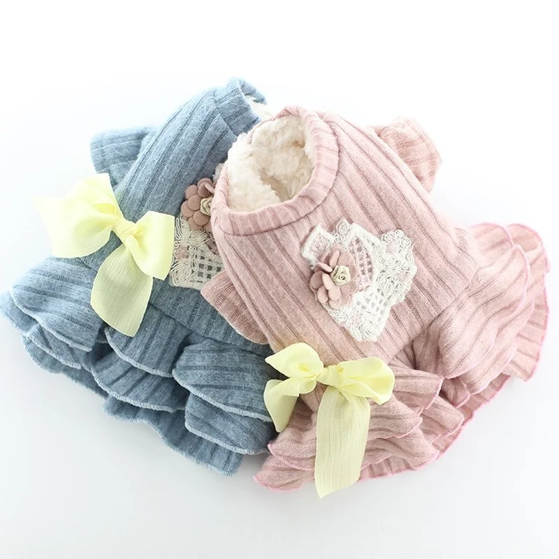 

Autumn and Winter New Pet Clothing Teddy Than Bear Dog Plus Velvet Padded Clothes Comfortable Skirt Pet Dog Clothing