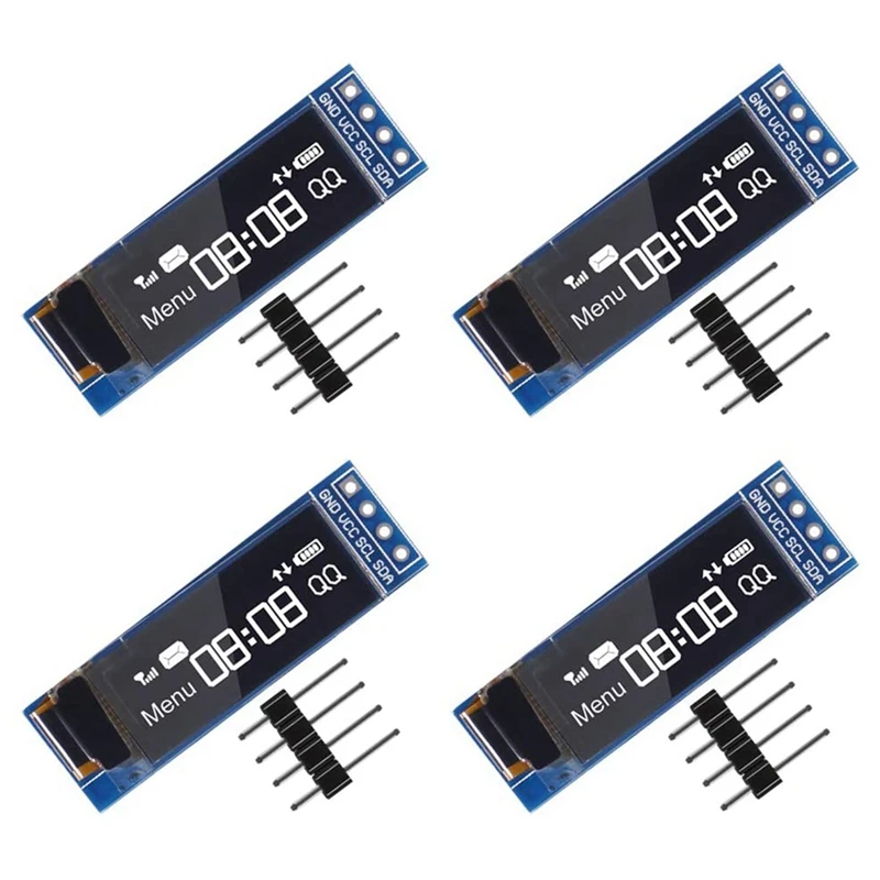 

4Pcs I2C OLED Display Module 0.91 Inch I2C SSD1306 OLED Display Module White Screen Driver DC 3.3V-5V for Arduino
