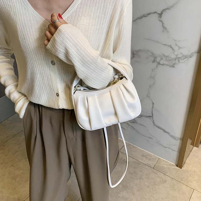 Однотонные сумки через плечо из миниатюрной кожи для женщин 2020 трендовые на