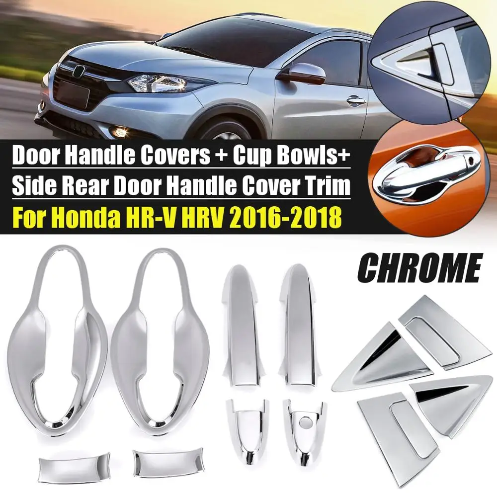 Chrome front rear Автомобильный Стайлинг для Honda HR-V HRV Vezel ABS Передняя Задняя дверная ручка Крышка Чаша накладка крышка молдинг Гарнир - Цвет: Chrome front rear