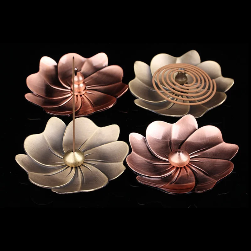 Flower Shape Vintage Metal Backflow Incense Burner Alloy Fragrance Furnace Plate Perfume Home Decor Zen Holder HomeDecor | Дом и сад