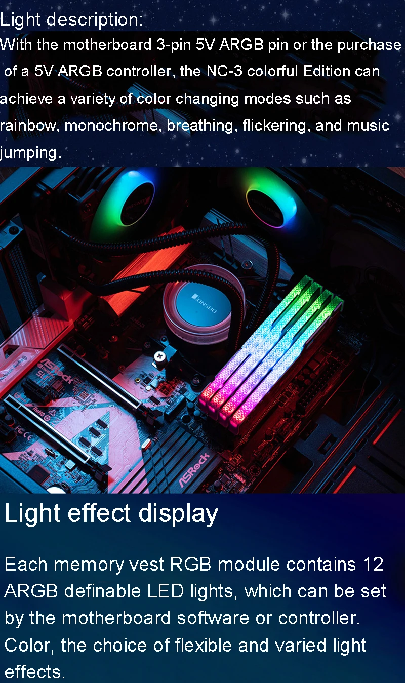 4 шт./лот JONSBO NC-3 светящийся жилет с памятью RGB радиатор 12 в маленький 3 Pin аура светодиодный алюминиевый радиатор Настольный теплоотвод ОЗУ