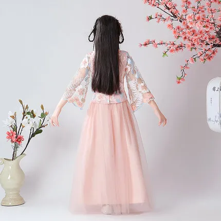 

children's Embroidery Design Hanfu Costumes Chinese Traditional Dynasty Ancient Dress Fairy Dance Costume Christmas Gift ZL05
