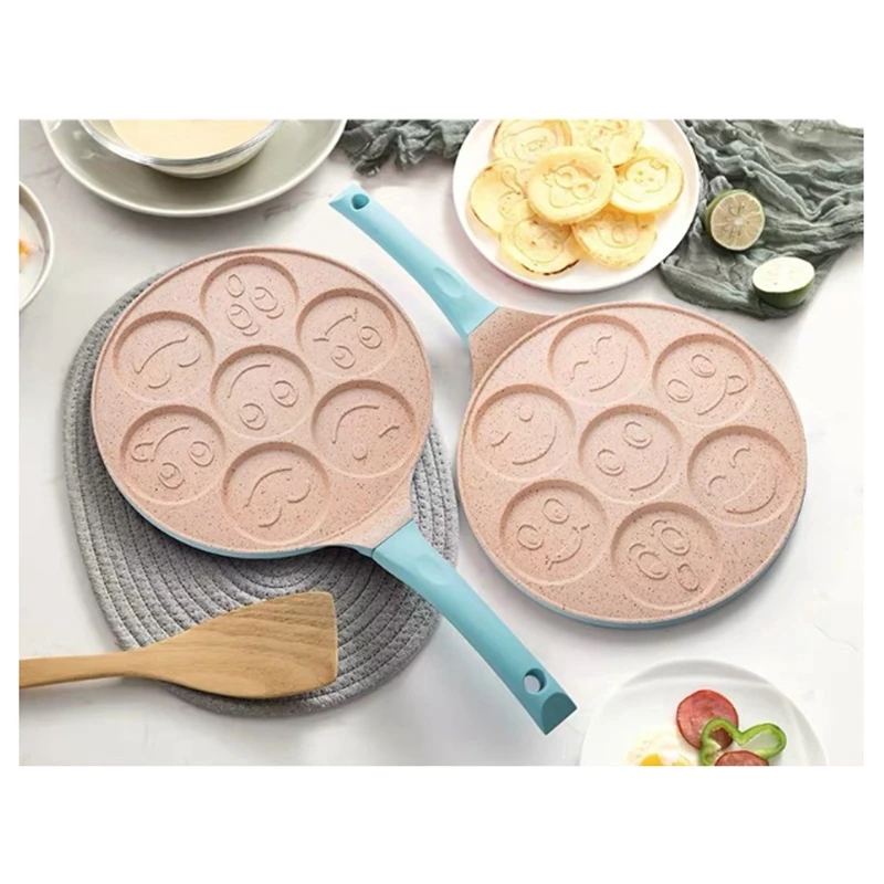 Горячее предложение!-Сковорода для блинов с смайликом, 7 отверстий, сковородка для омлета антипригарное покрытие сковорода для блинов, многофункциональная сковородка для выпечки