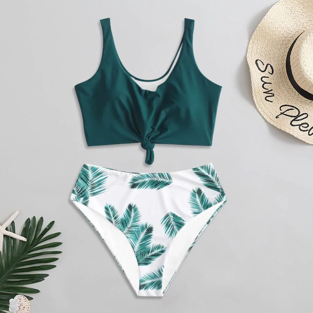 Купальник женский с принтом листьев бразильский пикантный комплект бикини