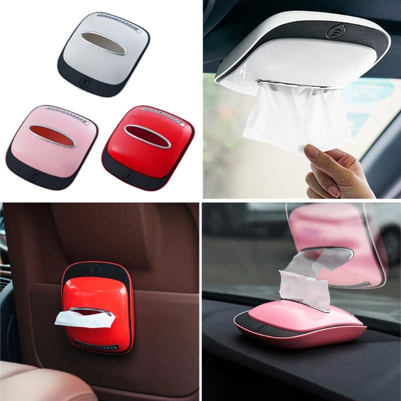 

Car Tissue Storage Box Non-slip Car Interior Accessories Multifunctional Car Tissue Napkin Holder Parking Card Phone Number Card