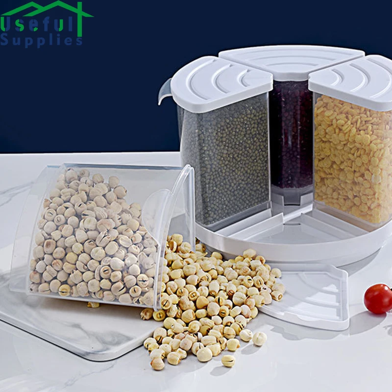 

Бытовой чехол для хранения с вращением на 360 °, 4 ячейки, прозрачный герметичный контейнер для закусок, съемный чехол, ведро для хранения зере...