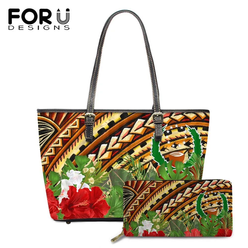 

Лидер продаж, женские кожаные сумки и кошельки FORUDESIGNS на плечо, 2 шт./компл. Pohnpei Гавайские фрижевые сумки большой вместимости