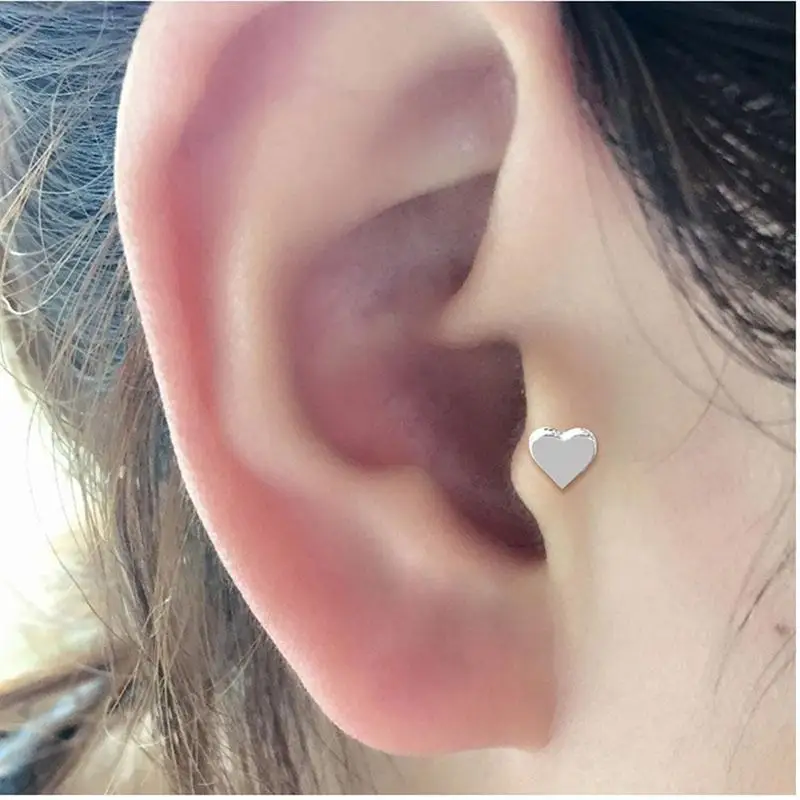 Women Heart Stud Earrings Shiny Smooth Side Simple Mini Chainless Fashion Female Earring Jewelry Accessories Girls | Украшения и