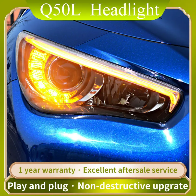 

For Infiniti Q50L headlights 2015-2016 For Q50L head lamp led DRL front Bi-Xenon Lens Double Beam All LED