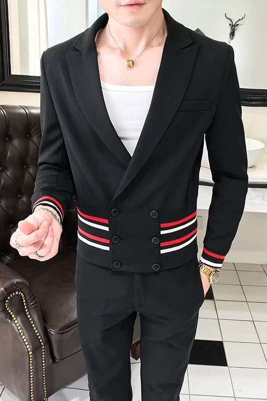 Mens Stylish Blazer British's Style Casual Slim Fit Suit Jacket Men Coat Terno Masculino Veste Costume Homme Deep V Sexy Outfit | Мужская
