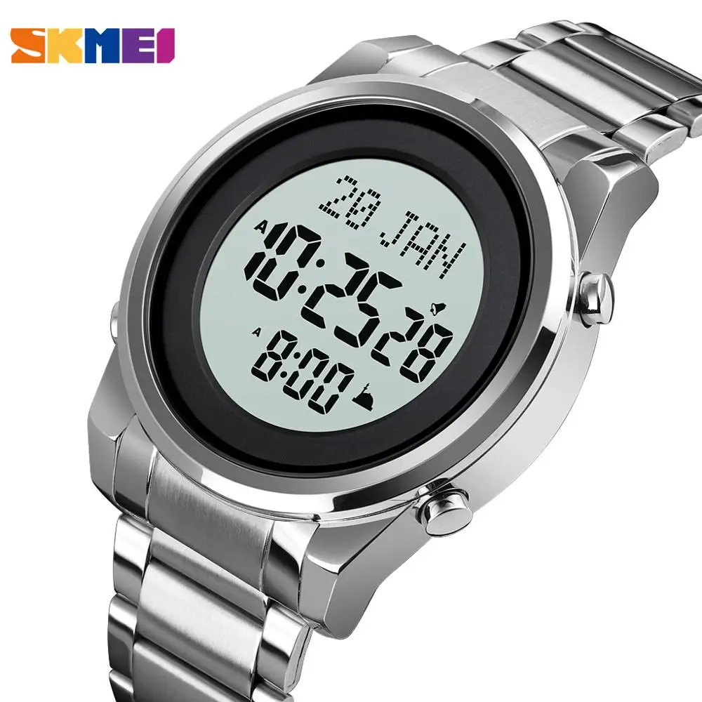 

Top Luxury Watch SKMEI Brand Muslim Qibla Compass Mens Watches City Selection Bookmark Sport Digital Men Wristwatch Reloj Hombre