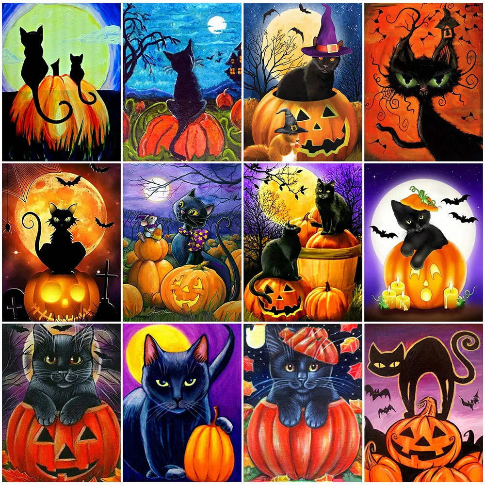 

MomoArt 5D DIY Алмазная живопись Хэллоуин полная площадь распродажа Алмазная мозаика кошки Алмазная вышивка тыква sкрестом наборы украшения
