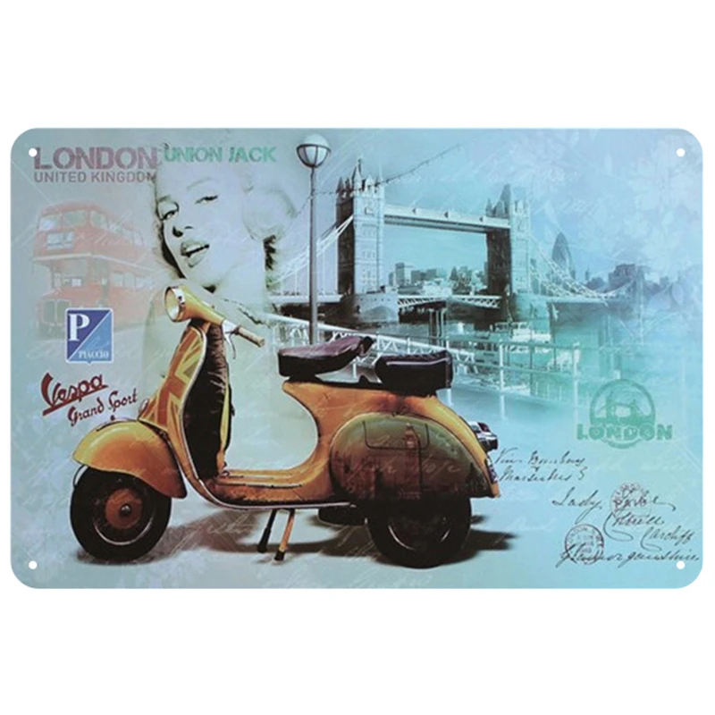 VESPA LEN'1 DES VENTES винтажные металлические оловянные знаки Ретро Оловянная пластина знак украшение стены для бара Размер: 20*30 см - Цвет: Прозрачный