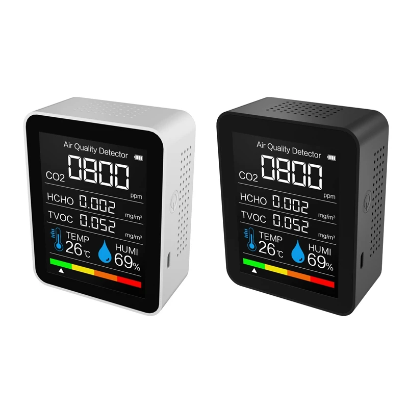 

CO2 Detector Air Quality Detector TVOC HCHO Detector Temperature and Humidity Tester Carbon Dioxide Monitor