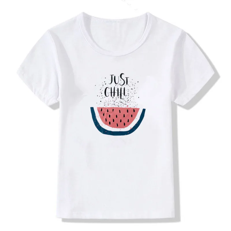 Забавная детская футболка с рисунком арбуза милые топы для мальчиков и девочек