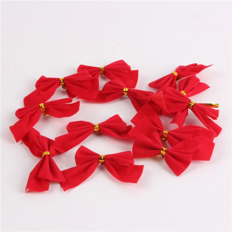 12 шт./пакет с красным бантом для маленьких девочек на Рождество Новый год
