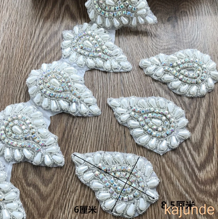 Нежный ручной шитья горный хрусталь аппликация бисером свадебные створки пояса