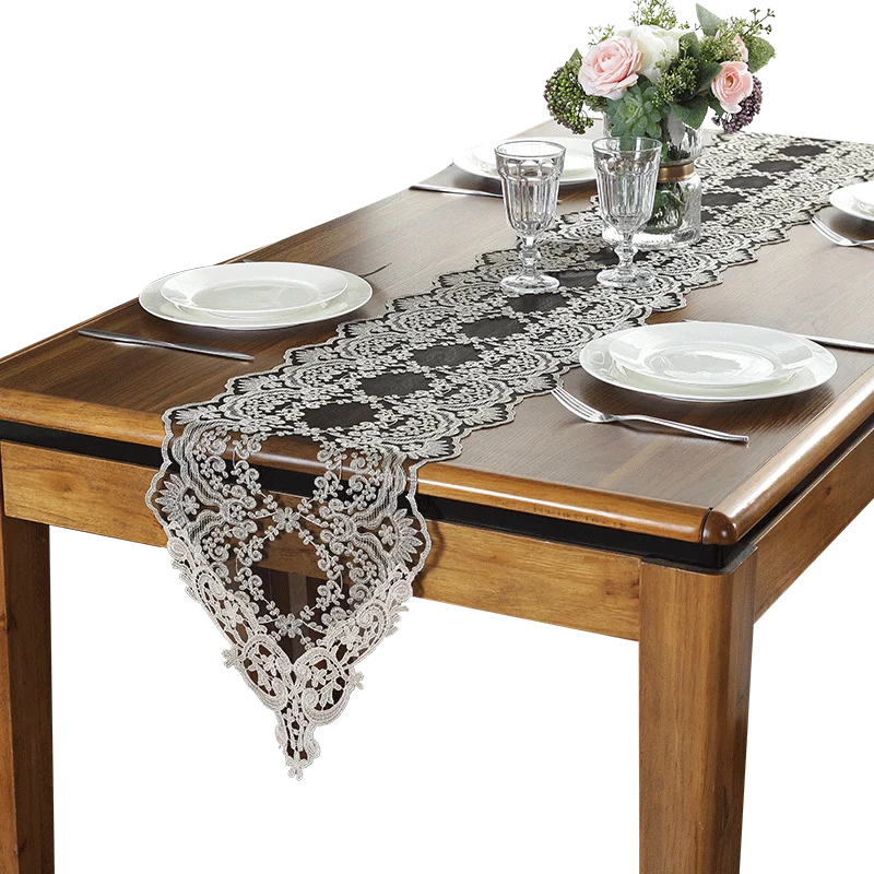 

European black lace table flag Cabinet Cover Towel Tea Table Runner Luxury new rectangular embroidered tablecloth