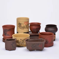 purple sand coarse ceramic flowerpots succulent calamus potted asparagus small creative old pile yixing flower pot