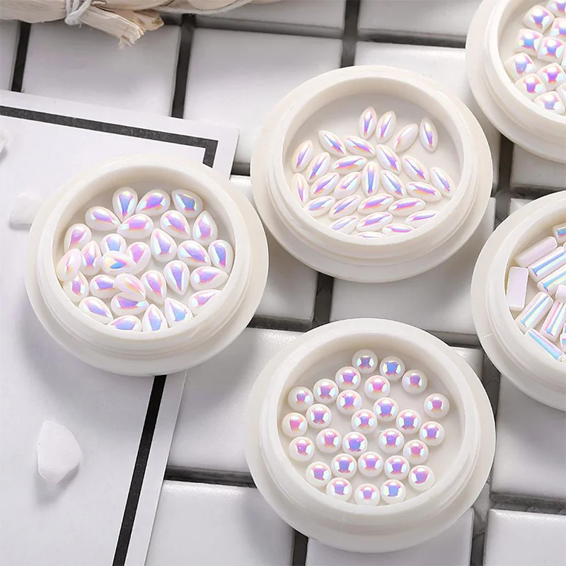 Мини бисер для ногтей 1 коробка размер жемчуга микро Стразы 3D Блеск стразы