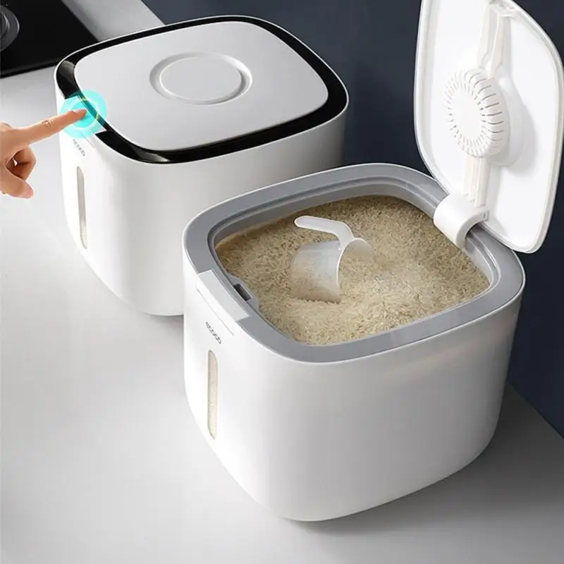 

10KG Kitchen Storage Rice Box Collection Bucket Insect Moisture-Proof Sealed Rice Cylinder Grain Dog Food Household Organizer