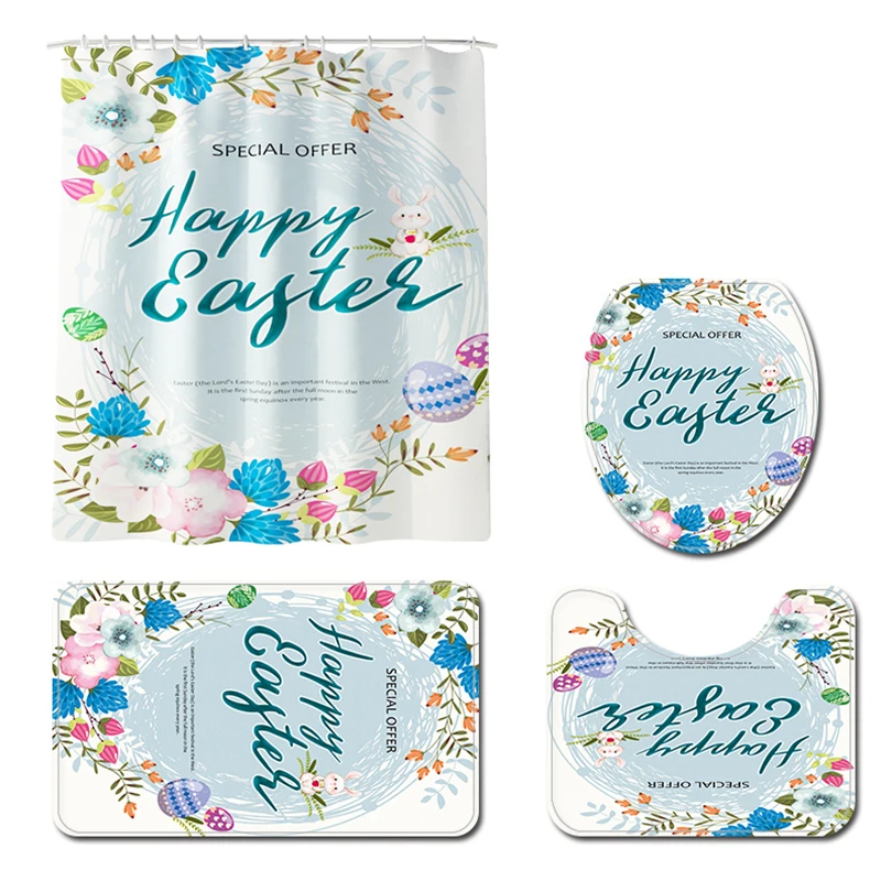 3D Английский цифровой венок для душевой занавески Пасхальный коврик