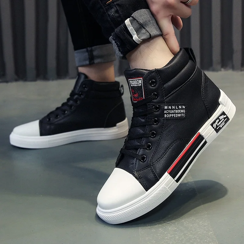 

Men's White Sneakers, Men's Winter Ankle Boots, Comfortable Lace-up Boots, Adult Casual Shoes, Leather Shoes, Mid-top Shoes