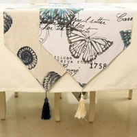 cotton and linen table runner butterfly sea bottom pattern coffee table dining table cover cloth furniture decoration