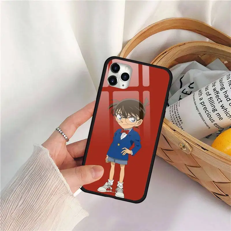 

anime Detective Conan Phone Case Tempered glass for iPhone 11 12 mini pro XS MAX 8 7 Plus X XS XR